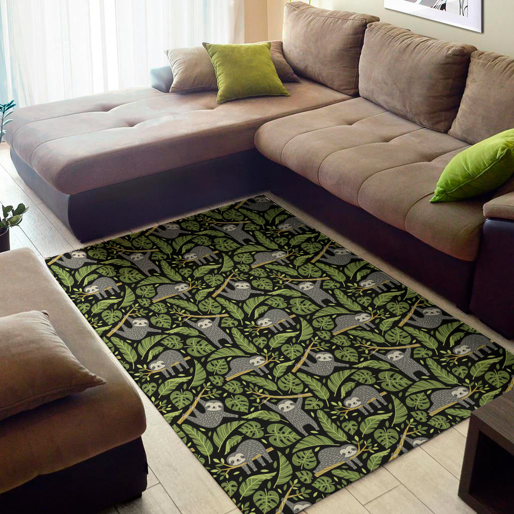 Tropical Sloth Pattern Print Area Rug