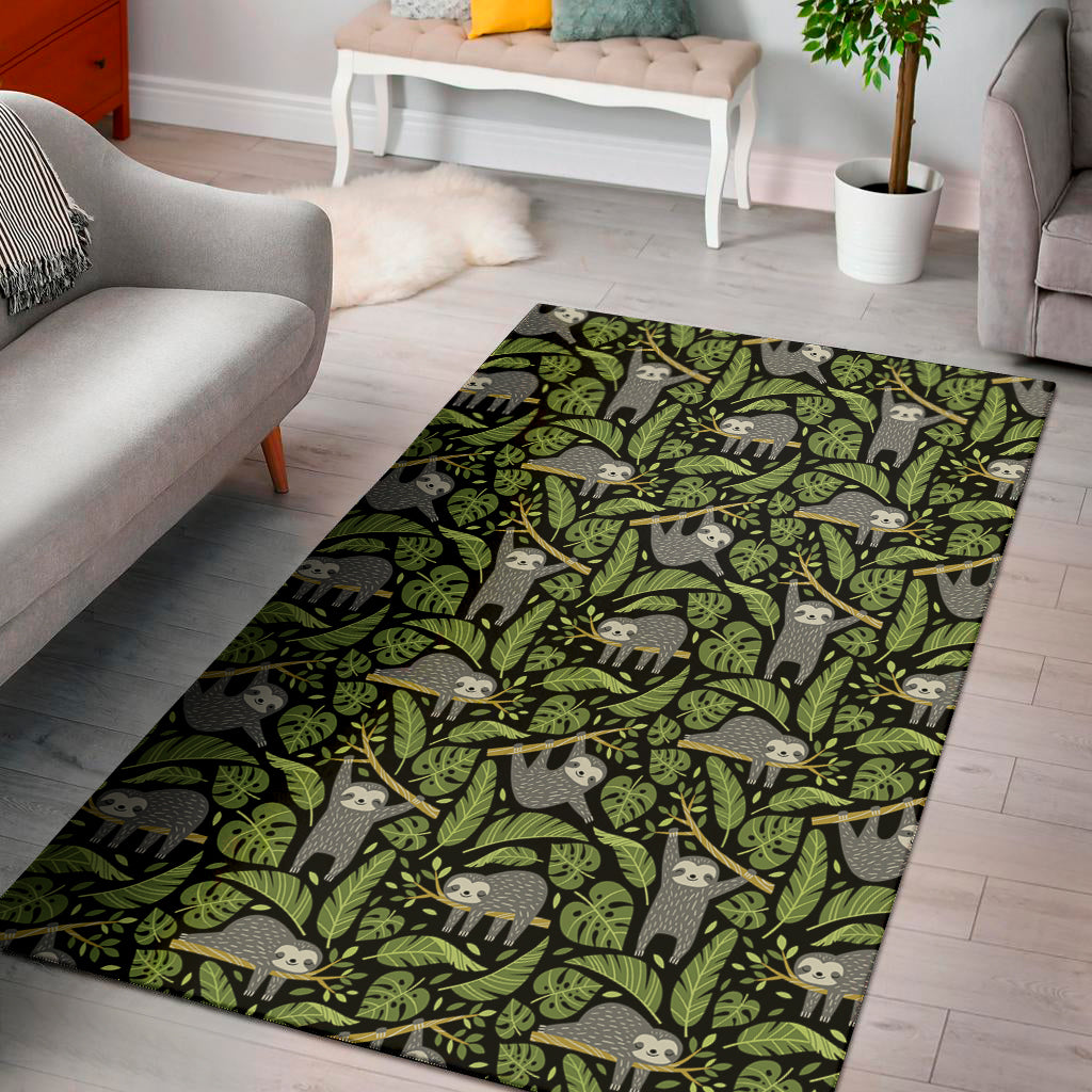 Tropical Sloth Pattern Print Area Rug