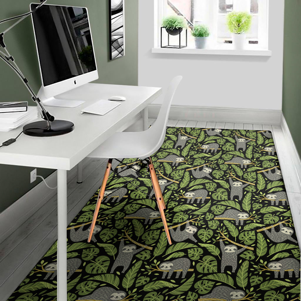 Tropical Sloth Pattern Print Area Rug