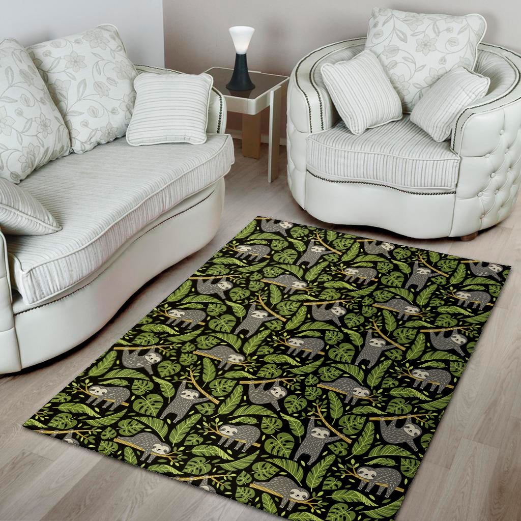 Tropical Sloth Pattern Print Area Rug