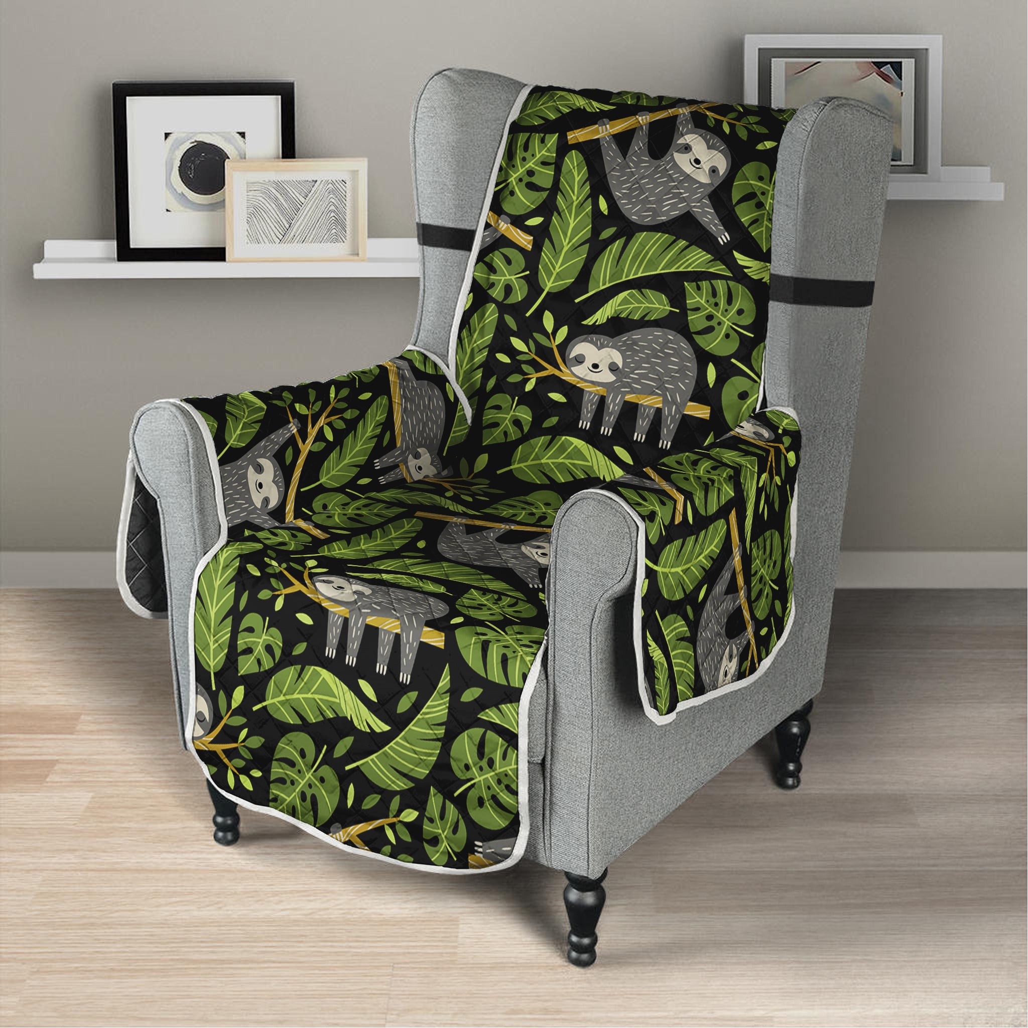 Tropical Sloth Pattern Print Armchair Protector