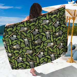 Tropical Sloth Pattern Print Beach Sarong Wrap