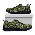 Tropical Sloth Pattern Print Black Running Shoes