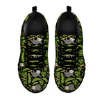 Tropical Sloth Pattern Print Black Sneakers