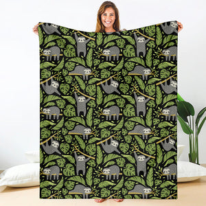 Tropical Sloth Pattern Print Blanket