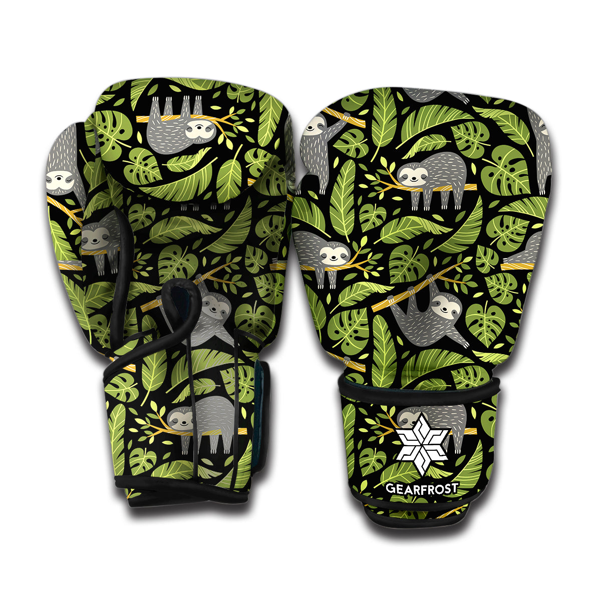 Tropical Sloth Pattern Print Boxing Gloves