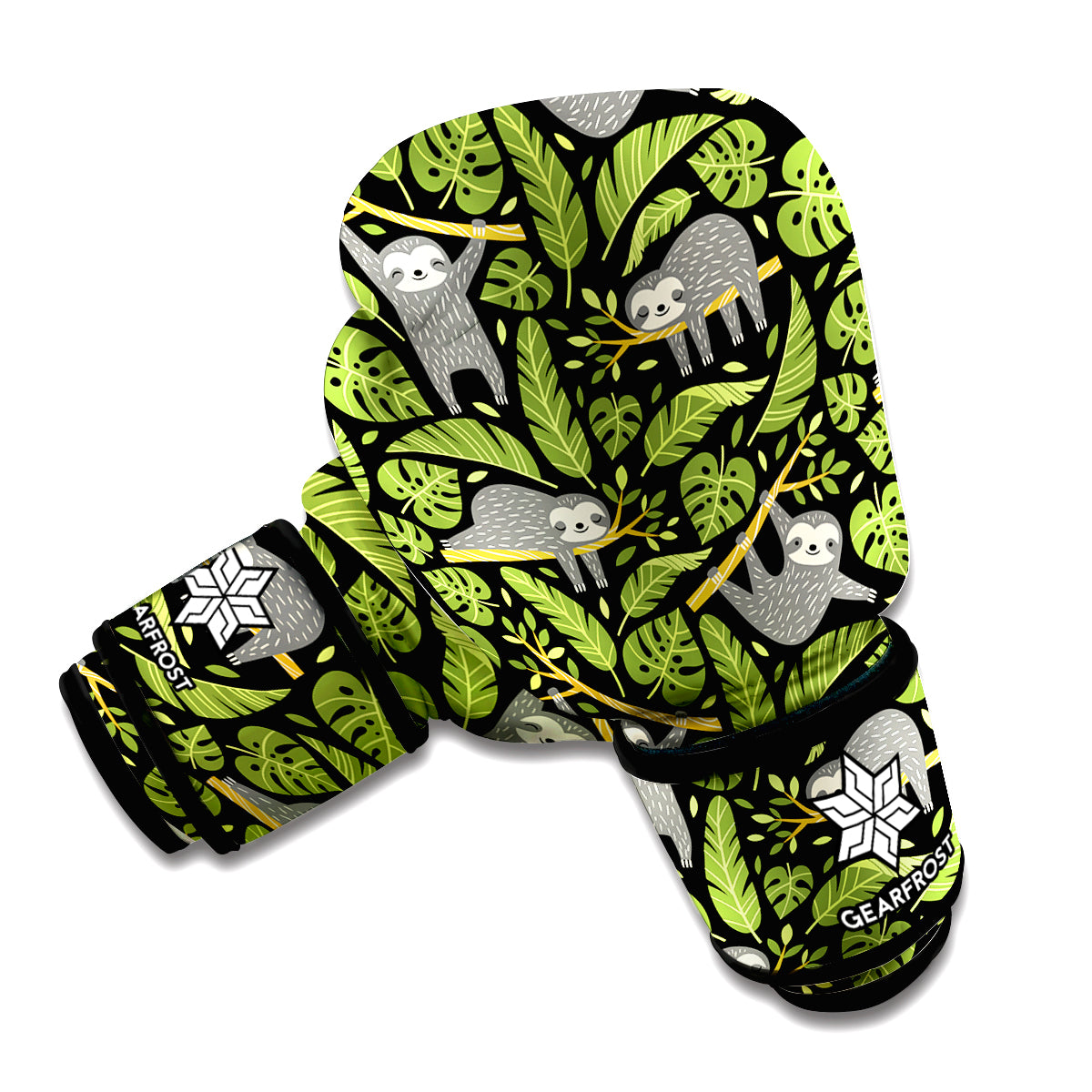 Tropical Sloth Pattern Print Boxing Gloves