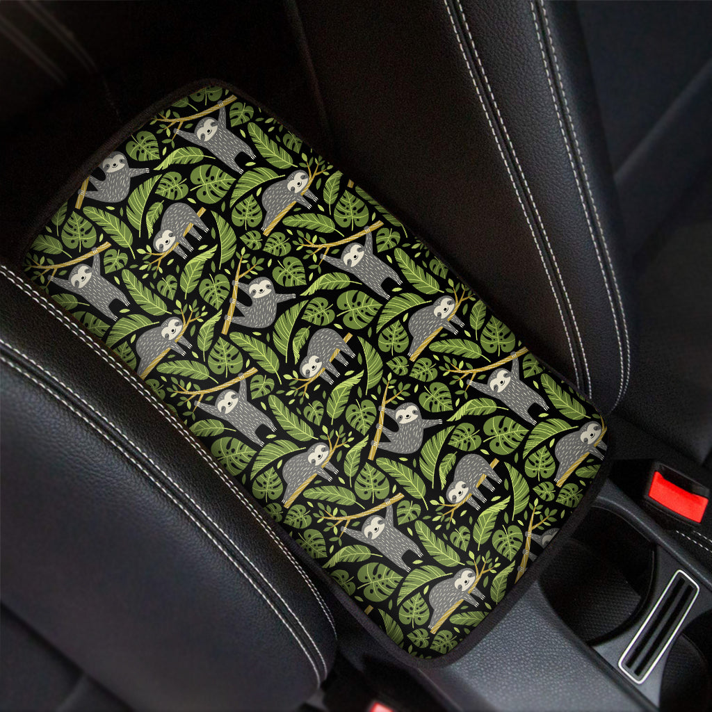 Tropical Sloth Pattern Print Car Center Console Cover