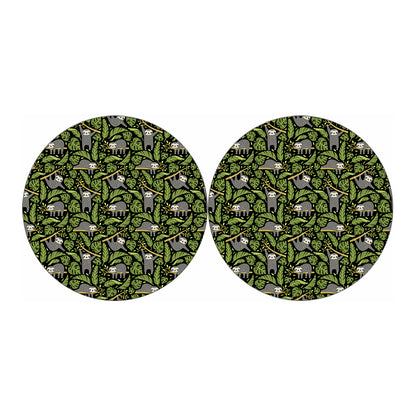 Tropical Sloth Pattern Print Car Coasters