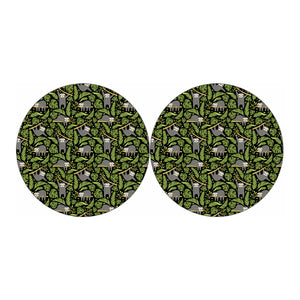 Tropical Sloth Pattern Print Car Coasters