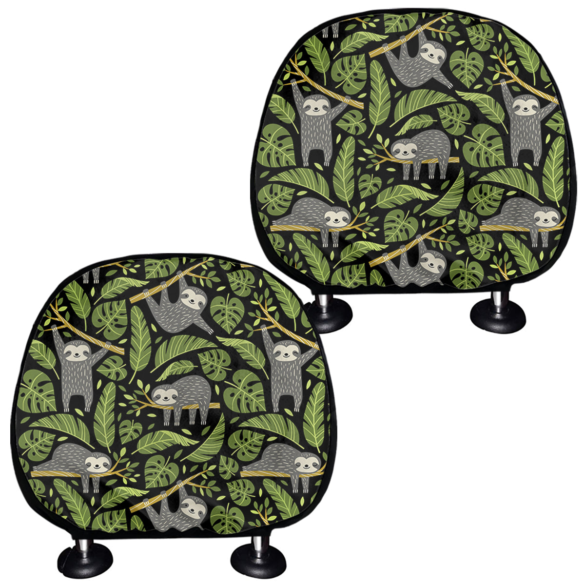 Tropical Sloth Pattern Print Car Headrest Covers