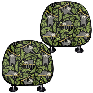 Tropical Sloth Pattern Print Car Headrest Covers