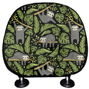 Tropical Sloth Pattern Print Car Headrest Covers