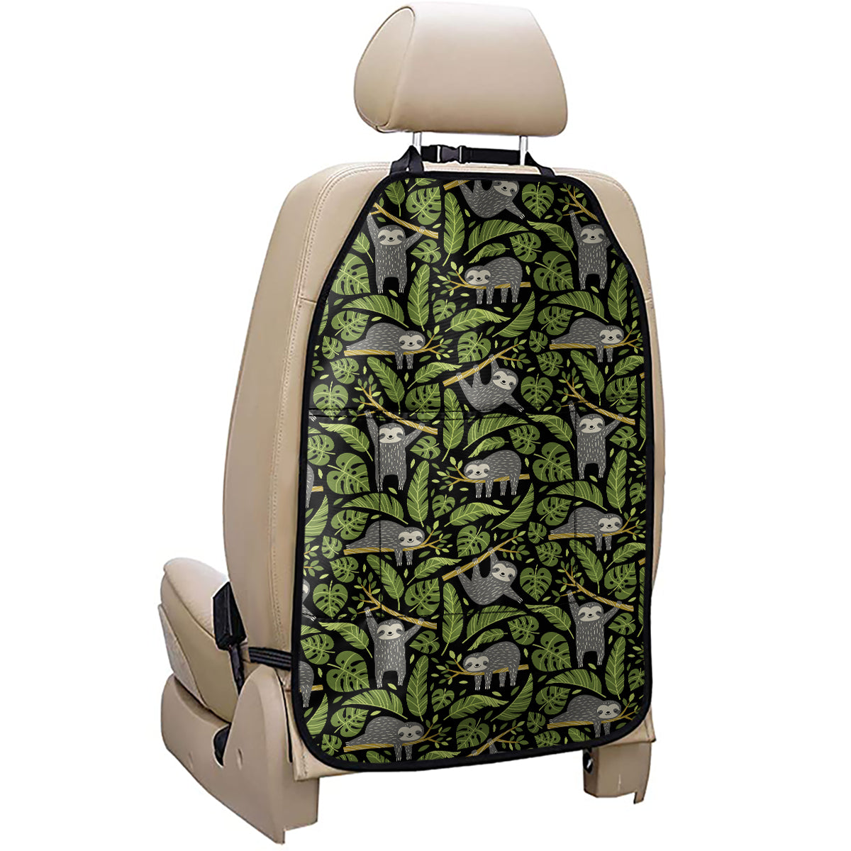 Tropical Sloth Pattern Print Car Seat Organizers