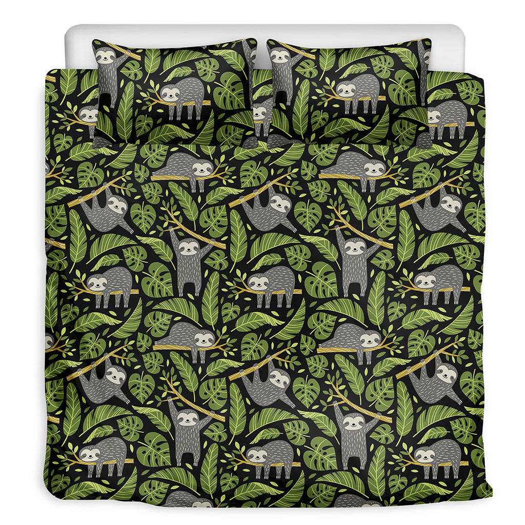 Tropical Sloth Pattern Print Duvet Cover Bedding Set