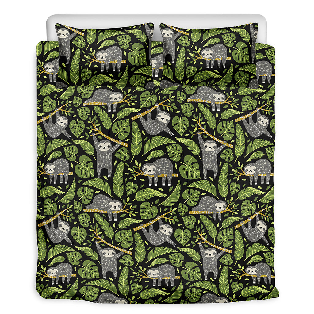 Tropical Sloth Pattern Print Duvet Cover Bedding Set