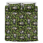 Tropical Sloth Pattern Print Duvet Cover Bedding Set