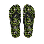 Tropical Sloth Pattern Print Flip Flops