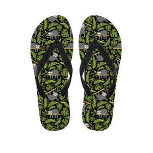 Tropical Sloth Pattern Print Flip Flops