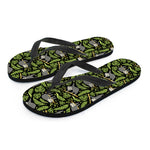 Tropical Sloth Pattern Print Flip Flops