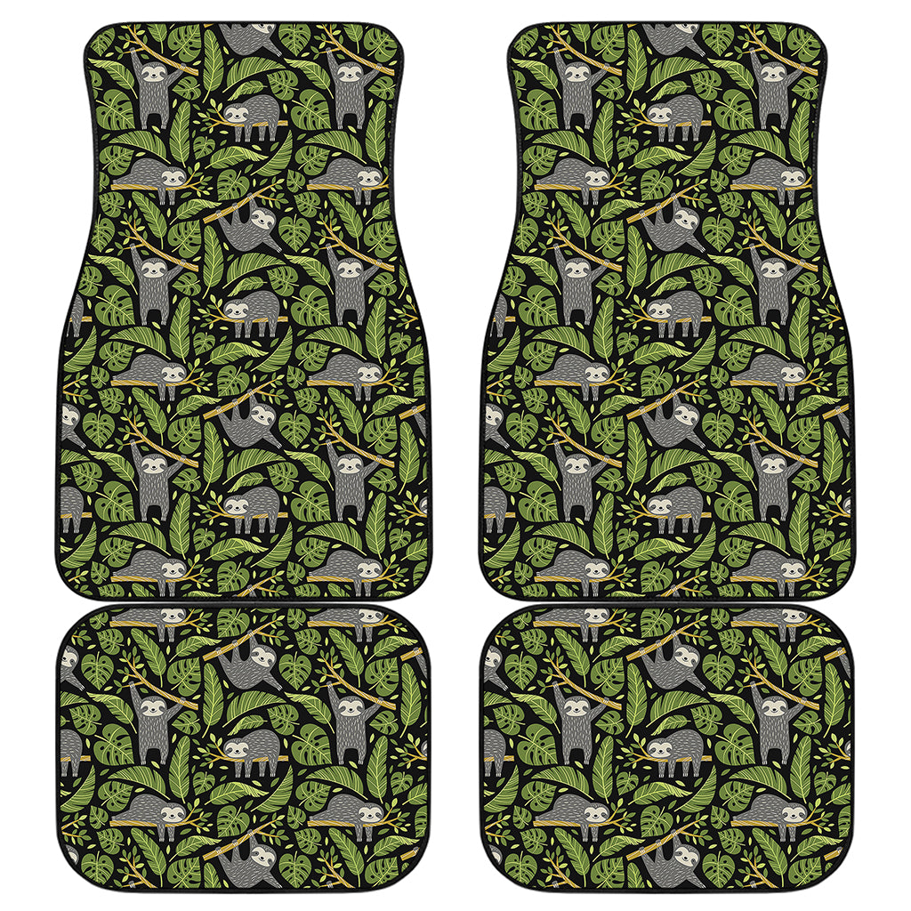 Tropical Sloth Pattern Print Front and Back Car Floor Mats