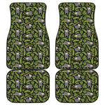 Tropical Sloth Pattern Print Front and Back Car Floor Mats