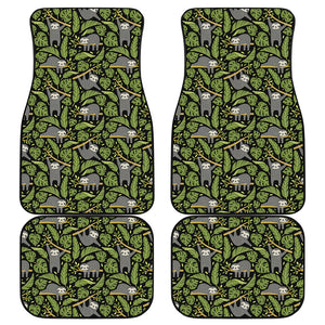 Tropical Sloth Pattern Print Front and Back Car Floor Mats