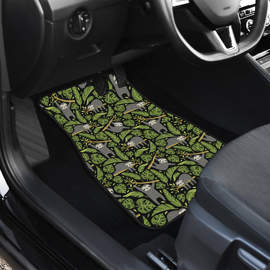 Tropical Sloth Pattern Print Front and Back Car Floor Mats