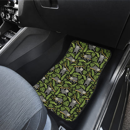 Tropical Sloth Pattern Print Front and Back Car Floor Mats