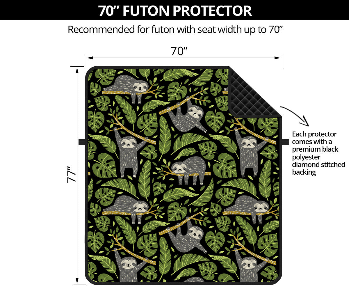 Tropical Sloth Pattern Print Futon Protector