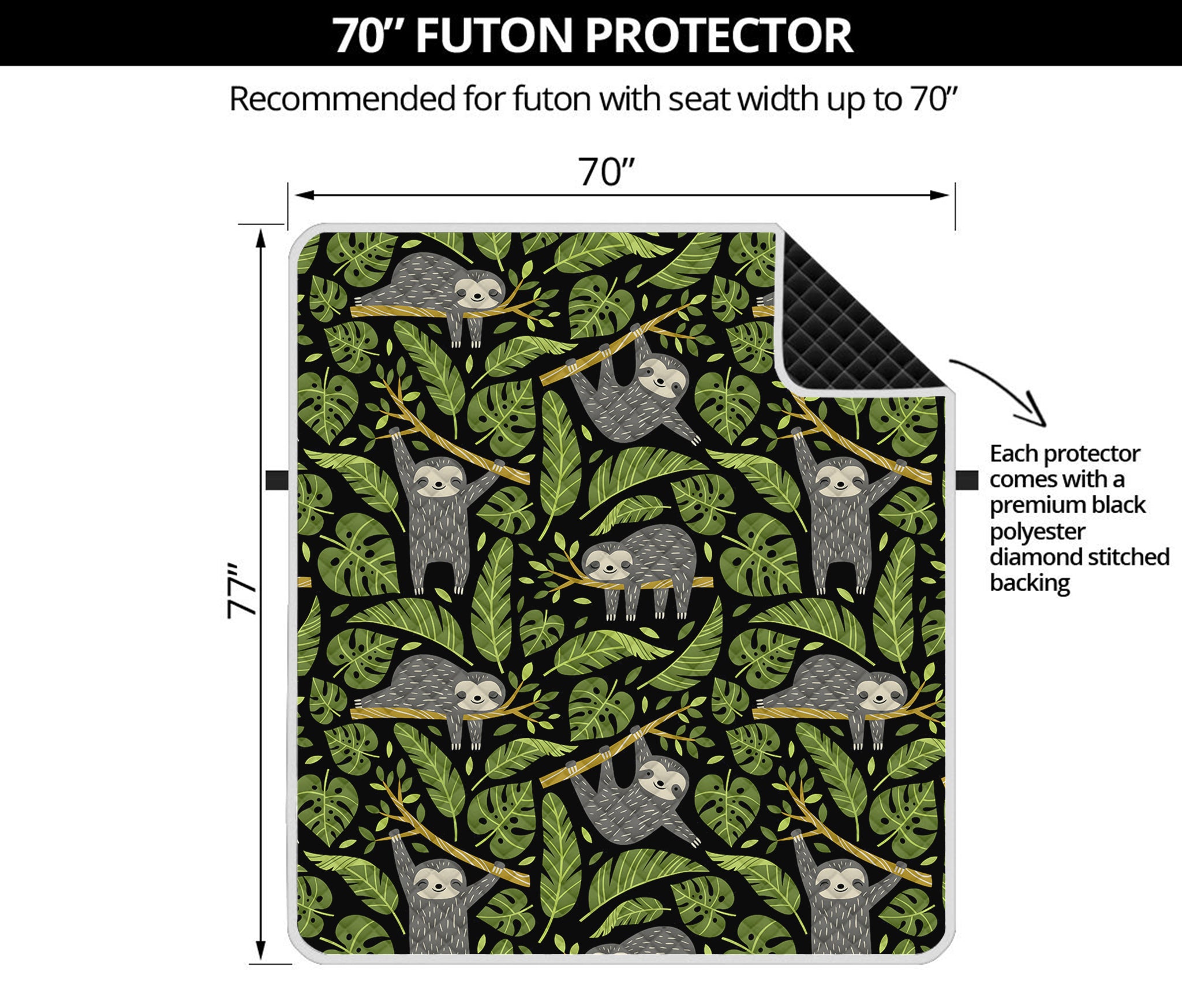 Tropical Sloth Pattern Print Futon Protector