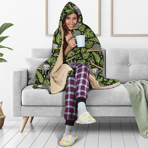 Tropical Sloth Pattern Print Hooded Blanket