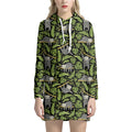 Tropical Sloth Pattern Print Pullover Hoodie Dress