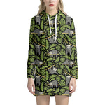 Tropical Sloth Pattern Print Hoodie Dress