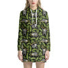 Tropical Sloth Pattern Print Hoodie Dress