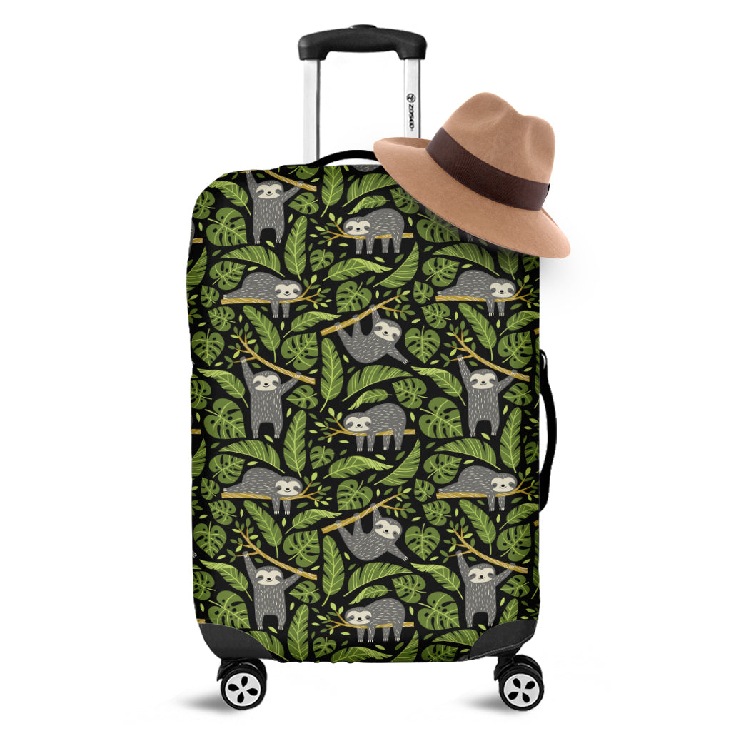 Tropical Sloth Pattern Print Luggage Cover