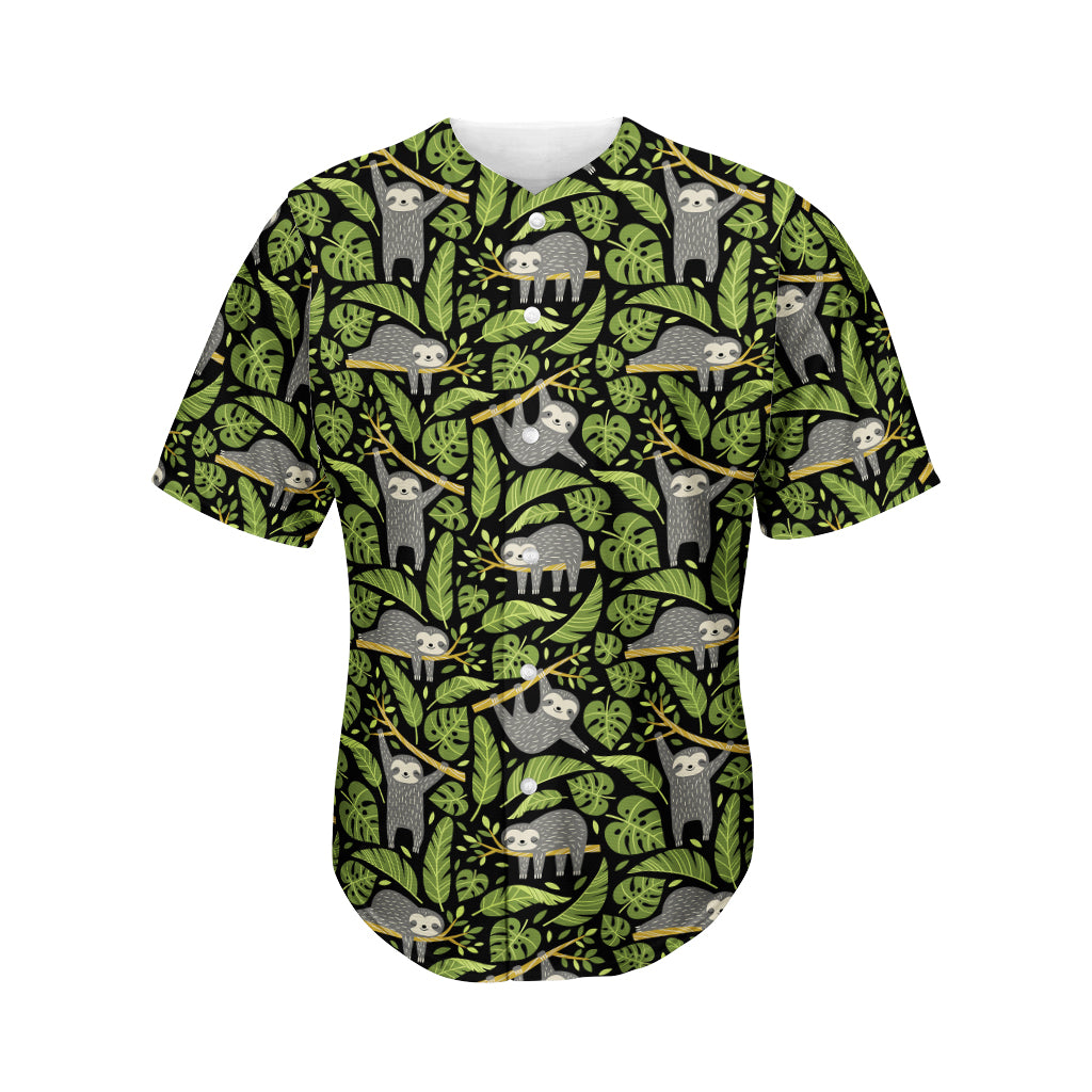 Tropical Sloth Pattern Print Men's Baseball Jersey