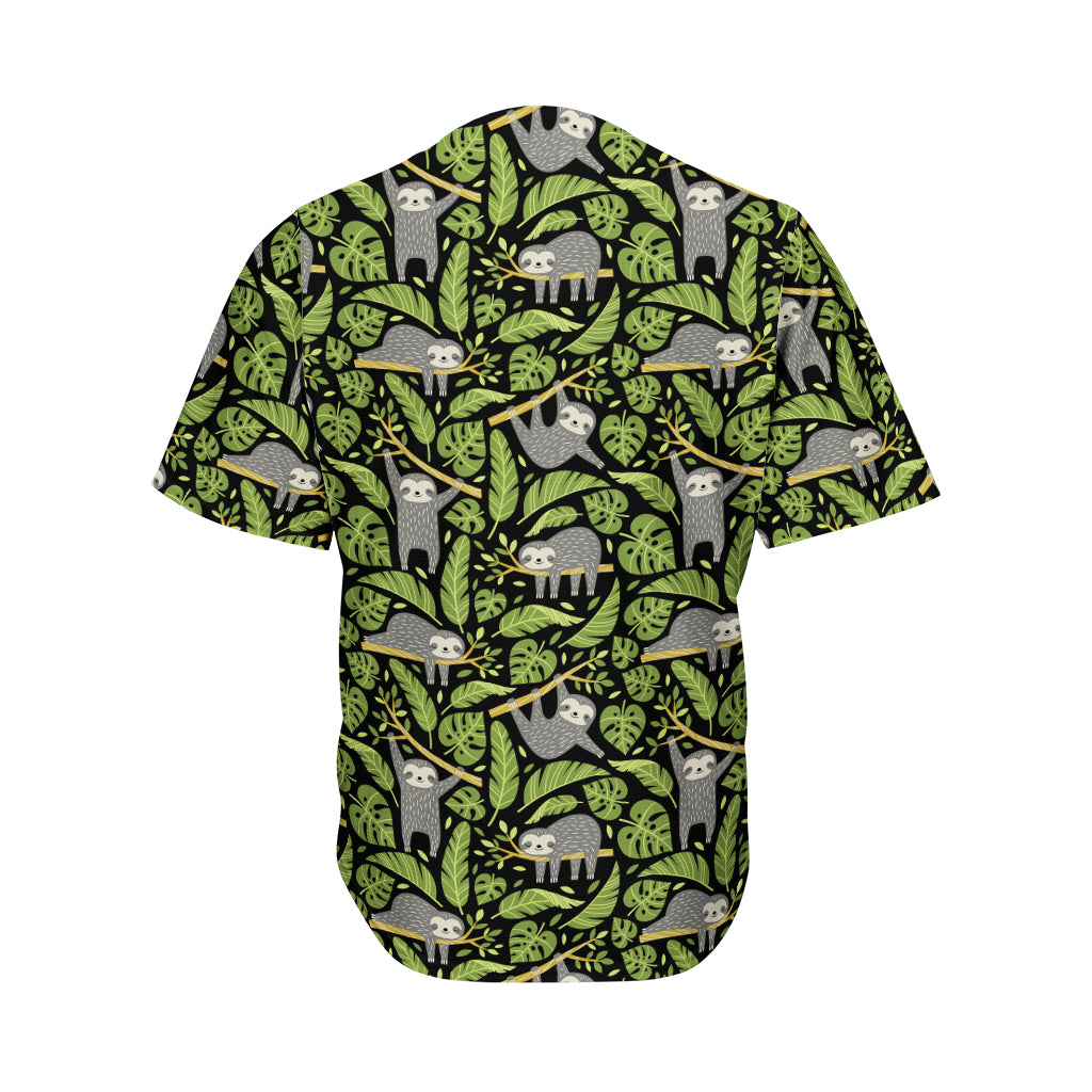 Tropical Sloth Pattern Print Men's Baseball Jersey