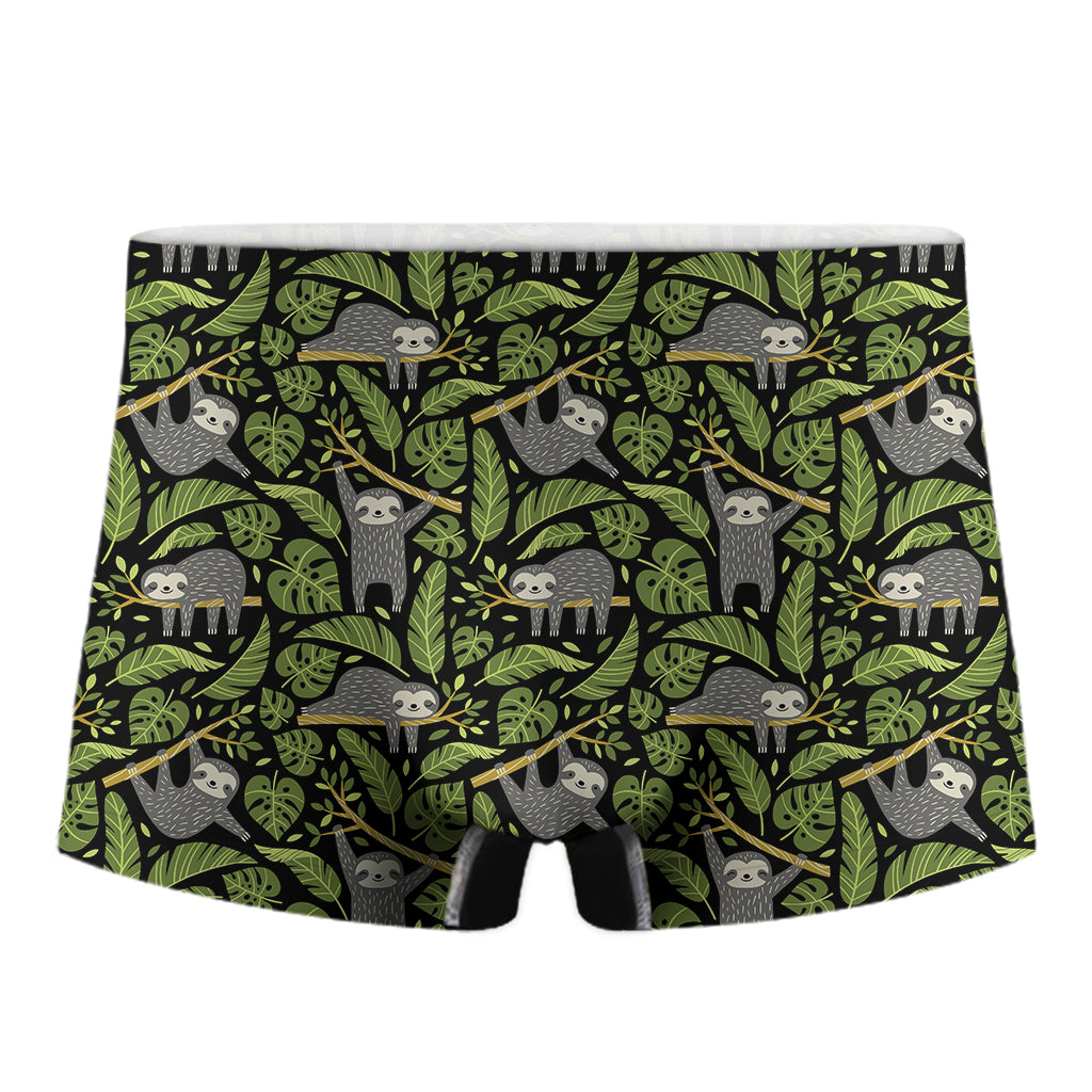 Tropical Sloth Pattern Print Men's Boxer Briefs