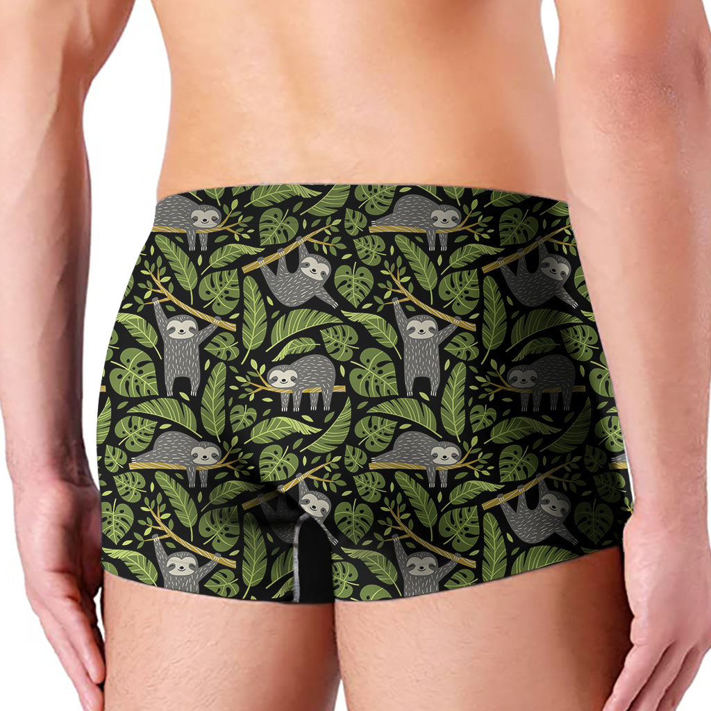 Tropical Sloth Pattern Print Men's Boxer Briefs