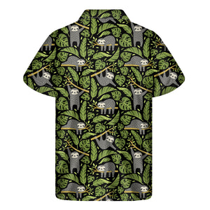 Tropical Sloth Pattern Print Men's Short Sleeve Shirt