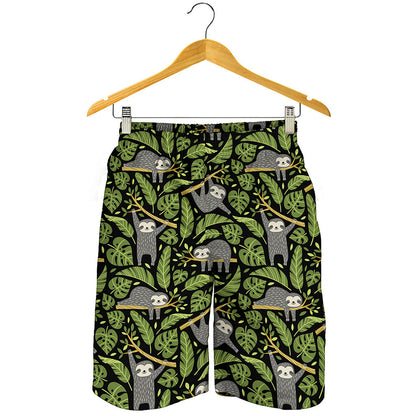 Tropical Sloth Pattern Print Men's Shorts