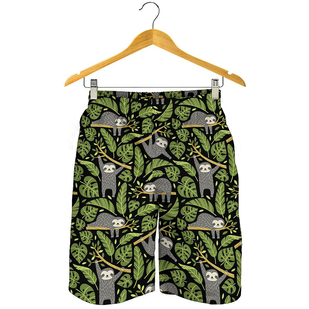 Tropical Sloth Pattern Print Men's Shorts