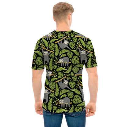 Tropical Sloth Pattern Print Men's T-Shirt