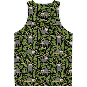 Tropical Sloth Pattern Print Men's Tank Top