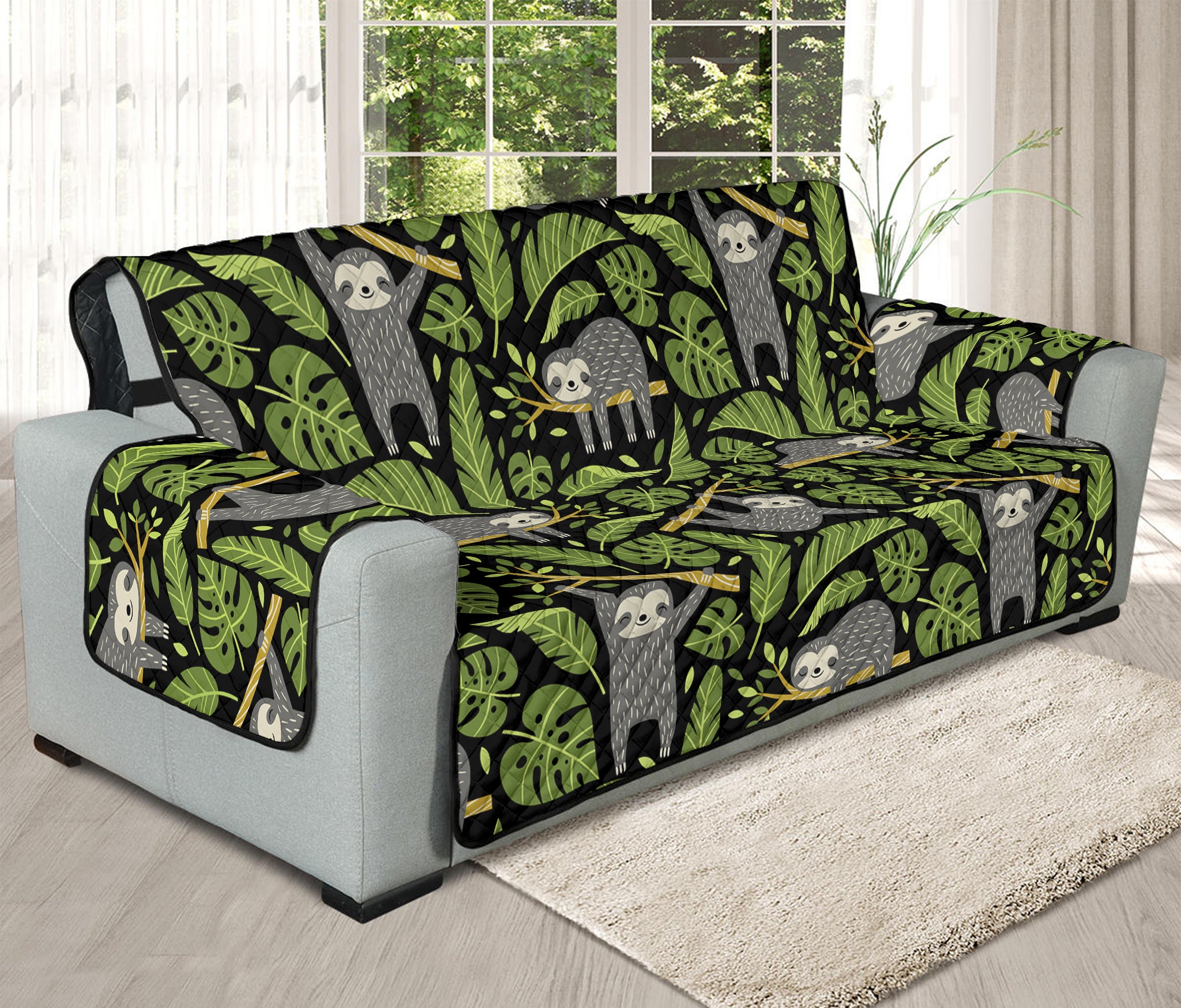 Tropical Sloth Pattern Print Oversized Sofa Protector