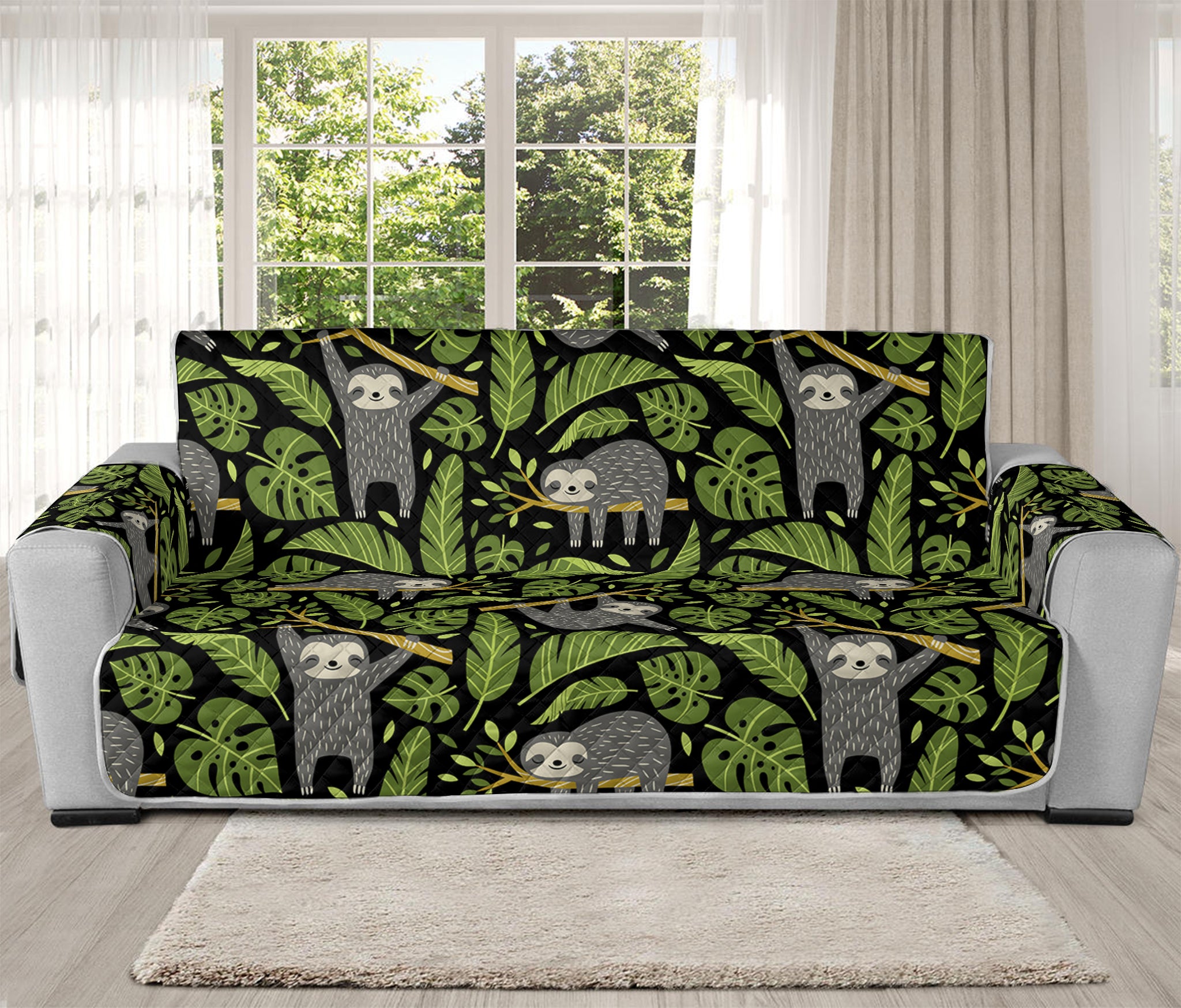 Tropical Sloth Pattern Print Oversized Sofa Protector