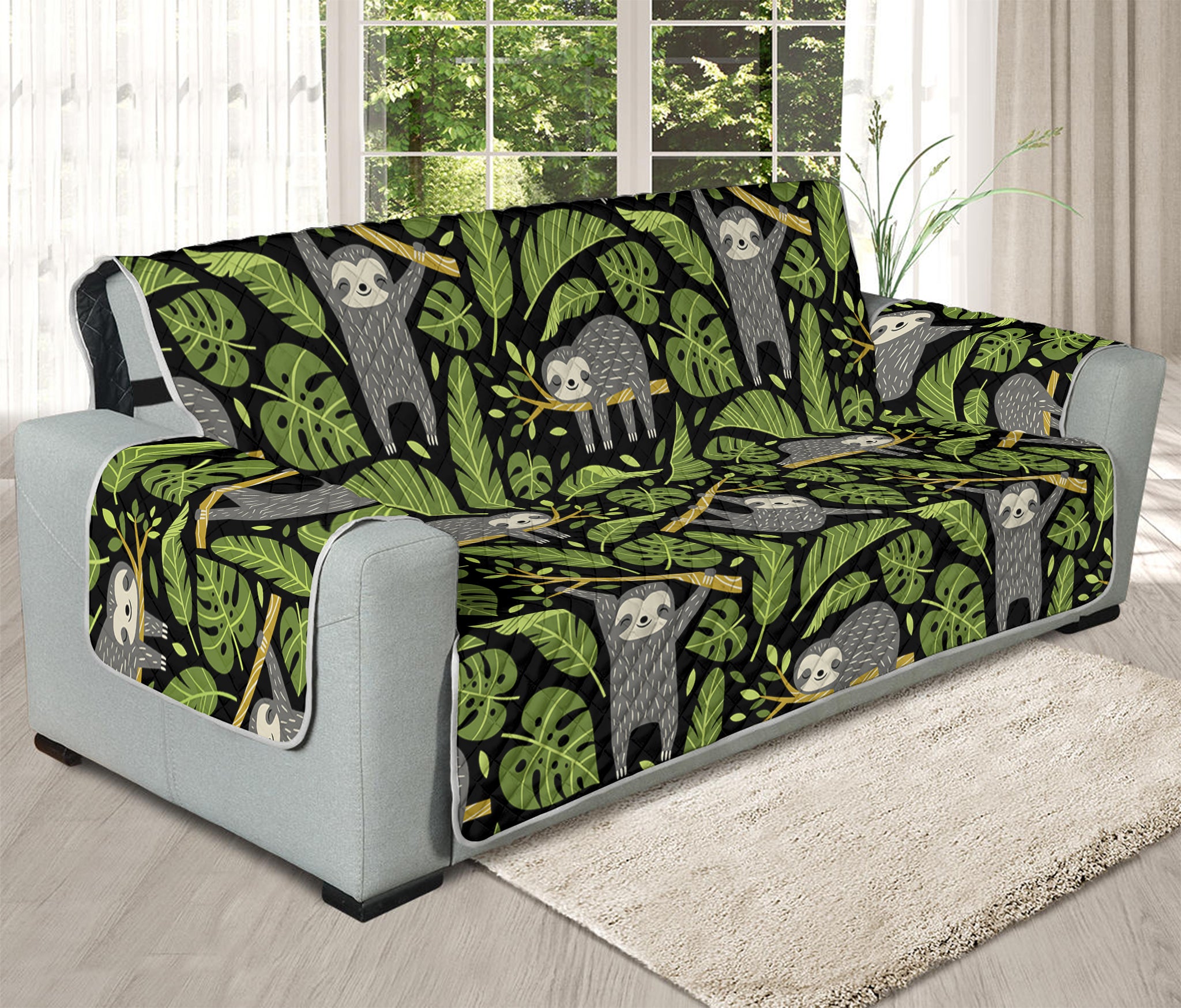 Tropical Sloth Pattern Print Oversized Sofa Protector