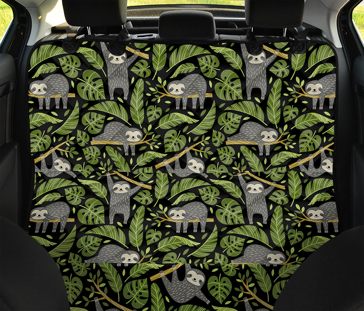 Tropical Sloth Pattern Print Pet Car Back Seat Cover