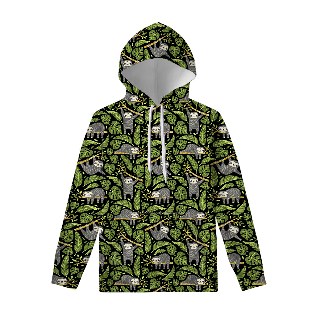 Tropical Sloth Pattern Print Pullover Hoodie